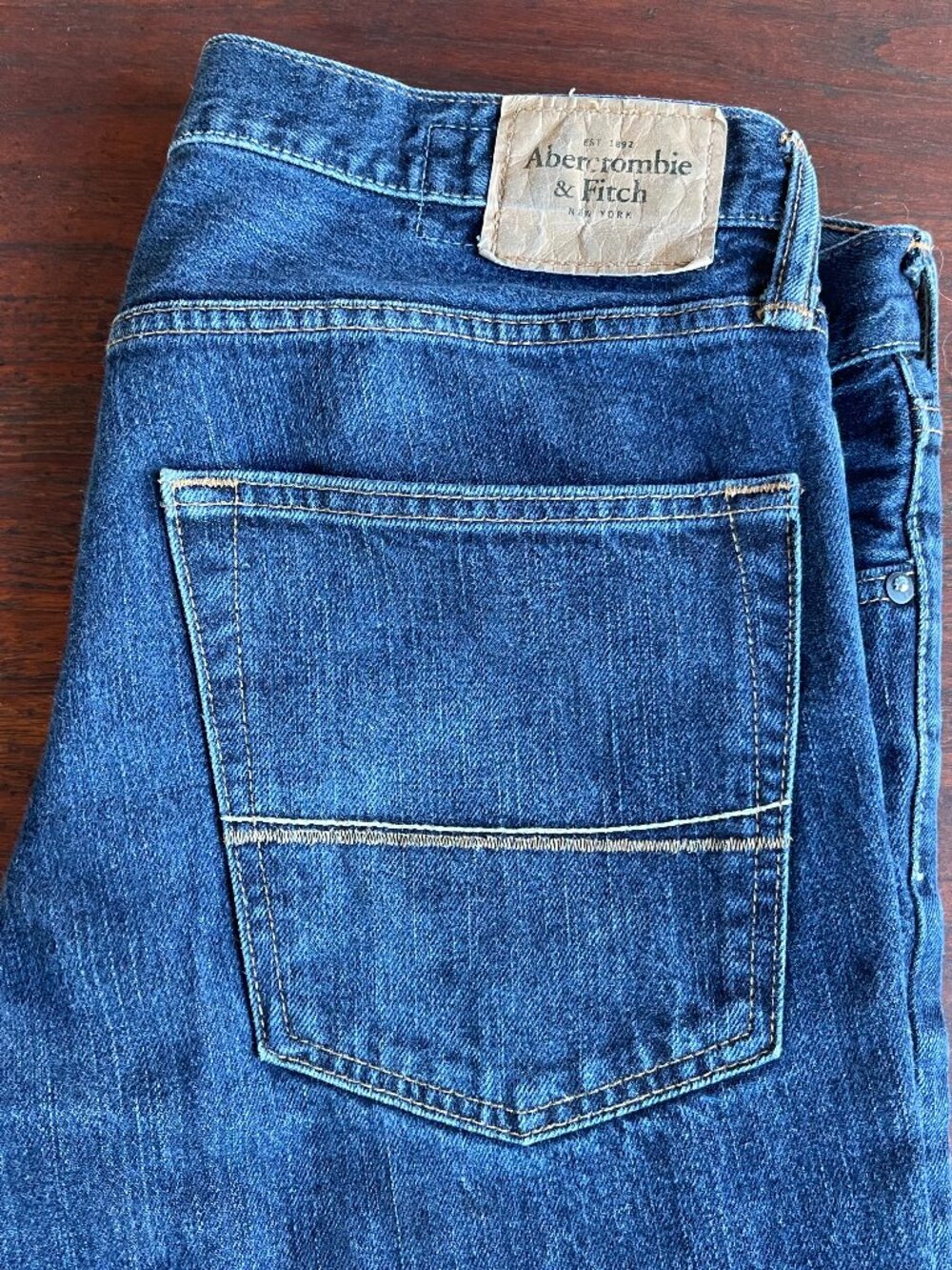 Abercrombie & Fitch 100% Cotton Blue Jeans Mens 34x32 Bootcut Button Fly